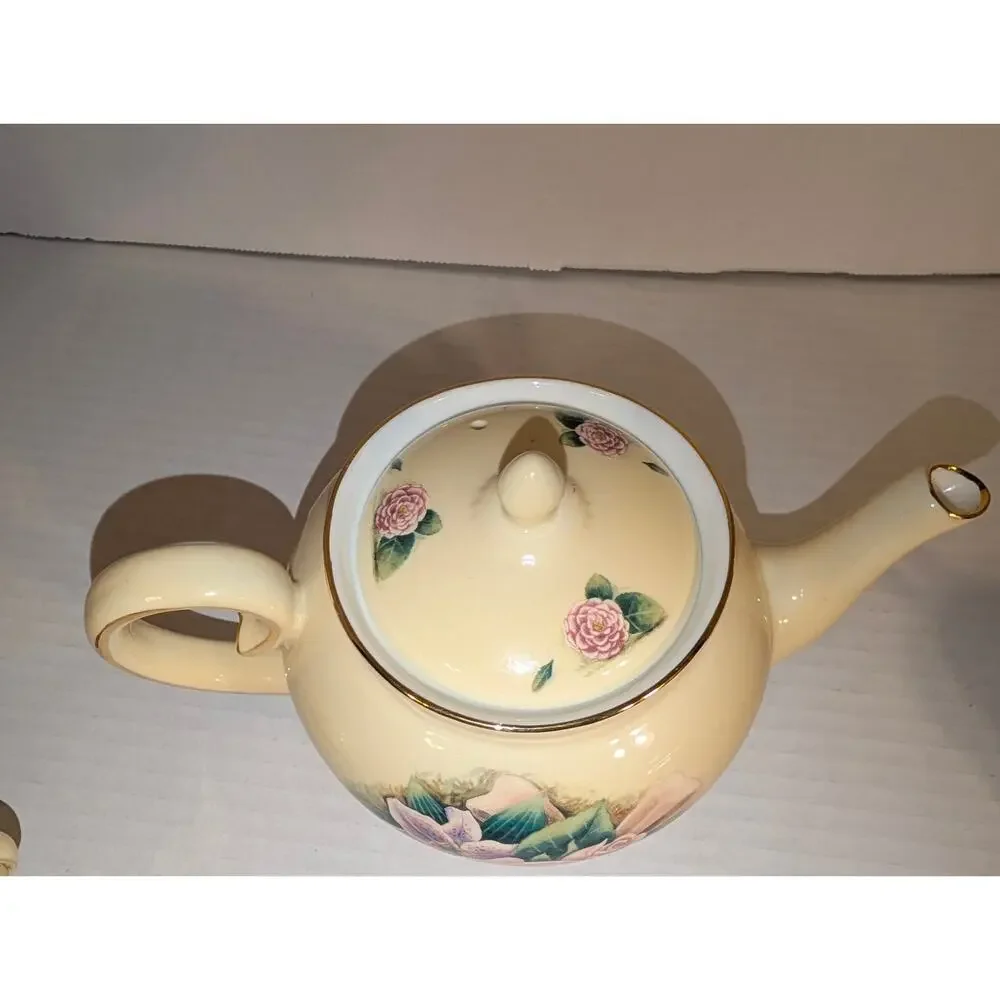 Vintage Crystal Cathedral Hour Of Power Bone China Tea Pot Sugar Bowl Creamer